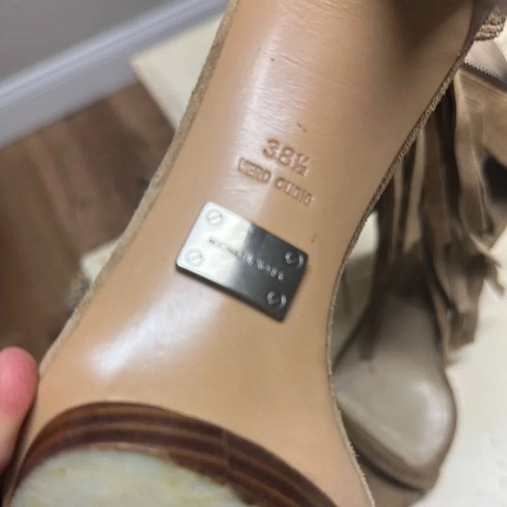 Fringe Tan Michael Kors High Heel Sandals - Picture 4 of 6